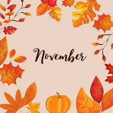 Orange leaves creating a circle around the word November